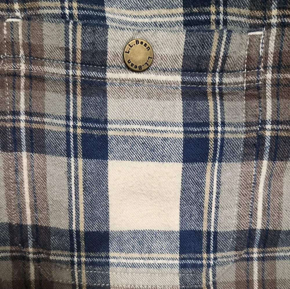 LL Bean Men's Scotch Plaid Flannel Shacket Anorak Traditional Fit Size L - Reg - Picture 7 of 11